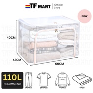 TFMART 24L/80L/110L Transparent Foldable Storage Box Clothes Organizer Clothes Storage Oxford Storag