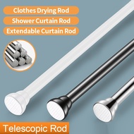 Stainless Steel Extendable Curtain Rod Telescopic Rod Adjustable Hanger Rod Punch-Free Shower Curtain Towel Hanging Pole for Bathroom Balcony Wardrobe