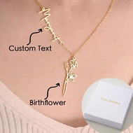 1 Elegant And Romantic December Birth Flower Pendant Necklace, Customizable With Your English Name, 