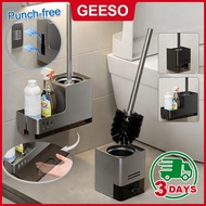 GEESO Wall-mounted Toilet Brush Toilet Storage Rack Cleanser Holder Nail-free Installation Bathroom 