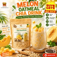 Melon Oatmeal Chia Seed Drink Creamy Sweet Melon Oat Beverage Healthy Breakfast Drink Mix