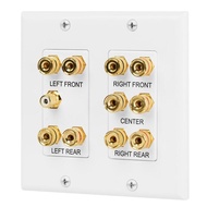 5.1 2 Gang Speaker Wall Plate with RCA Banana Post for Surround Home Theater