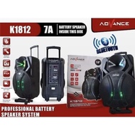 ADVANCE Speaker Portable Bluetooth 18 Inch K 1812 / 2 Mic Wireless