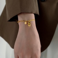 gelang couple gelang titanium Ins Lucky Female 18k Gold Titanium Steel Does Not Fade Ingot
