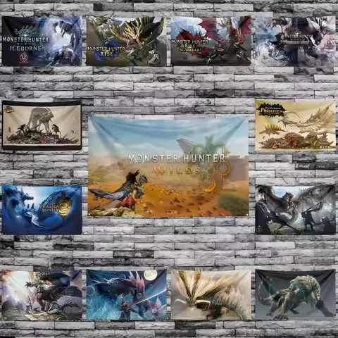 90X150CM MONSTERS HUNTERS Flag-MH Polyester Digital Printed Game Tapestry Curtain For Decor World P3