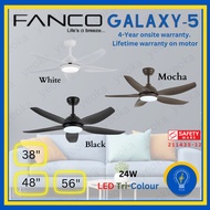 [YEOKA LIGHTS AND BATH] FANCO GALAXY 5 CEILING FAN 38/48/56 Inch Ultra Silent DC Motor Ceiling Fan with 3 Tone LED Light