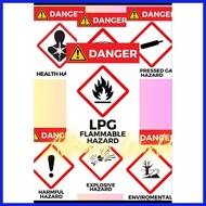 Hazard Signage LPG Highly Flammable Sign Compressed Gas Hazard Health Hazard PVC Sticker Lamin