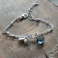 超美托帕石配藍光拉長石 鍍銀手鍊