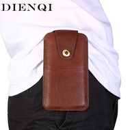 DIENQI Genuine Leather Male Card Wallets 6.5inch Phone Case Holders Mini Purse for Cards Men's Small Anti-theft Flap Long Wallet