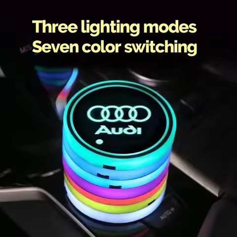 7 Color LED Car Cup Holder Light Luminous Coaster Water Cup Pad For Audi Sline A3 A4 A5 A6 A7 A8 Q3 