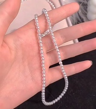 18k金日本海水Akoya 珠鍊3-4mm 天女粉色 正圓無瑕 超亮皮光