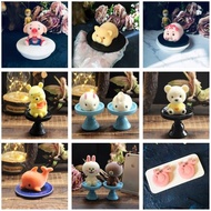 網紅3D立體小豬兔子慕斯蛋糕硅膠模具小兔果凍布丁冰淇淋小熊模具