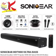 SONICGEAR SonicBar HD7000 Bluetooth Soundbar 140W TV Speaker HDMI ARC Optical USB AUX UltraBass Kara