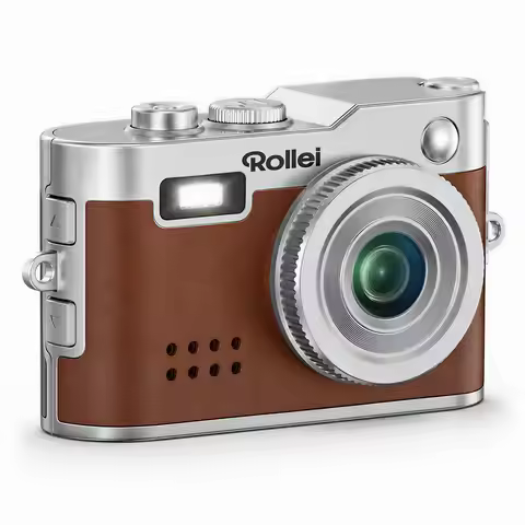 【US STOCK】Rollei Mini Keychain Digital Camera 1080P for Travel Camping Vlog (Brown) | Mini Vintage C