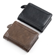 New Men's Short Wallet Large-Capacity Multi-Card Slot Zipper Wallet Men's Bag Zipper Wallet Short Wallet Men's Gift Wallet Short Wallet Coin Purse Card Holder