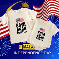 Saya Anak Malaysia Kids Tshirt Baby Bubble Romper Round Neck Short Sleeve Celebrating Malaysia's Ind