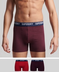 Superdry Organic Cotton Boxer Double Pack - Burgundy/Red