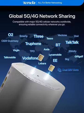 Tenda 5G CPE SIM Router AX3000 Wi-Fi 6 Wireless CPE Modem WiFi Hotspot 5G/4G/3G Multi-Mode 2.4Ghz 5G