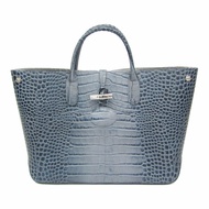 Longchamp ROSEAU 女士皮革手提包 淺藍灰色