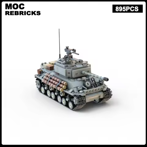 WW2 US Military Series M4A3E8 Sherman Armored Vehicle Battle Tank MOC Building Block Model Originali
