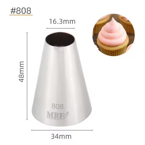 MRF Brand Stainless Steel Large Size Cake Decorating 16mm Top Round Pastry Icing Nozzle, Sweetly Des