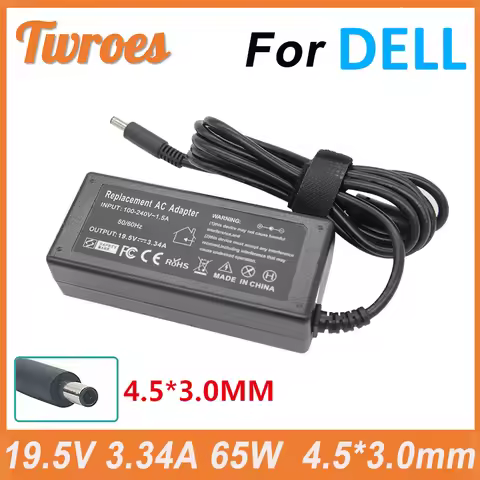 19.5V 3.34A 65W 4.5*3.0mm For Dell Adapter Charger Inspiron 15 5558 3551 3552 5551 5559,Laptop AC Ad
