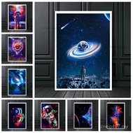 Abstract Colorful Space Astronaut Posters Funny DJ Spaceman Cartoon Print Canvas Painting Living Roo