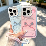 Kawaii Princess Bow Heart Realme Case With Hand Lanyard phone holder For Realme 15 16 Pro 11X C53 5I