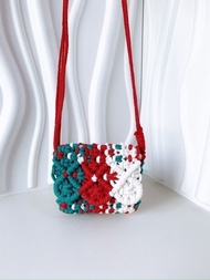 手工編織Macrame迷你單肩袋手機包包 編織包包