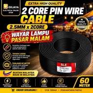 （READY STOCK) 2.5mm x 2 CORE PIN WIRE CABLE/PVC TWIN FLAT CABLE PIN WIRE/PVC INSULATED CABLE/WAYAR L