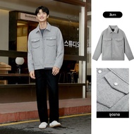 gxg.jeans | เสื้อโค้ทขนสัตว์ทำงานคอพับสีดำ