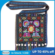 Hmong Vintage Chinese National Style Ethnic Shoulder Bag Embroidery Boho Hippie Tassel Tote Messenge
