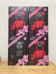 BE@RBRICK SQUID GAME 一套4隻 魷魚遊戲 GUARD "○/△/□" 100％ &amp; 400％