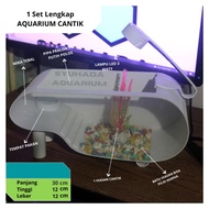 1 Set Aquarium Kura - Kura PVC Lengkap Hiasan Dan Lampu LED 3 Watt