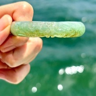 天然緬甸翡翠A貨貔貅綠帶黃翡手鐲