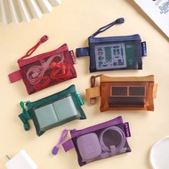 Mini Multi-Color Transparent Zip Mesh Portable Pouch Storage Bag Coin Bag