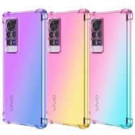 Vivo X70 Pro Plus Gradient Clear Transparent Phone Case For Vivo X60 X50 Pro Four Corners Shockproof Soft Silicon Cover
