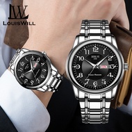 LouisWill นาฬิกาควอตซ์แฟชั่นนาฬิกาสำหรับผู้ชาย LouisWill นาฬิกาสายเหล็กนาฬิกากันน้ำ30เมตรนาฬิกากันน้ำจำนวนมากนาฬิกาข้อมือออกแบบหรูหราพร้อมปฏิทินตัวชี้เรืองแสง
