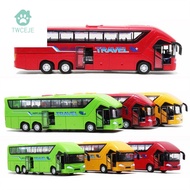 TWCEJE168 4 Wheels Gift for Boy Door Open Vehicle Set Educational Toys FLashing With Music Bus Model Car Toy Long-distance Bus Double Decker Bus Bus Toy