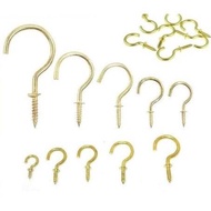 Brass Cup Hook/J Cup Hook/Hook Tembaga/Cakor J U/Screw Hook/Brass plated cup hook 金水问号挂钩