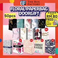 [50pcs] Floral Love Thank You Printed Paper Bag Thick Material💪 Doorgift Bag, Goodies Bag, Wedding B