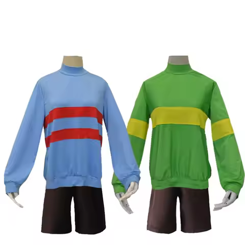 Anime Undertale Frisk Chara Cosplay Costume Andertail Sweatshirt High Collar Long Sleeve Clothes Top