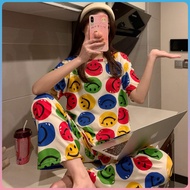Women Short Sleeve Long Pants Nightwear Sleepwear Pyjamas Set Baju Tidur Wanita Malam