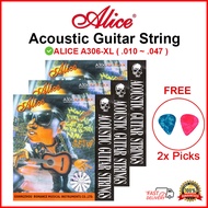 ALICE ( .010 ~ .047 ) A306-XL Acoustic Guitar String SET - Tali Gitar Akustik, Gitar Kecil 1 Set Mur
