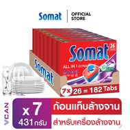 Somat โซแมท แทป ออล อิน วัน ผลิตภัณฑ์ทำความสะอาดจาน สำหรับเครื่องล้างจาน 431 กรัม (1 ลัง/7ชิ้น)