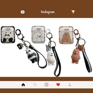 Case For Airpods 3 Cute We Bare Bears KeyChain Pendant Panda Grizzly Ice Bear Gen 2 Pro Frosted Soft Casing Portable Drop-proof For Bluetooth earphone Protective Case Cool Gadgets