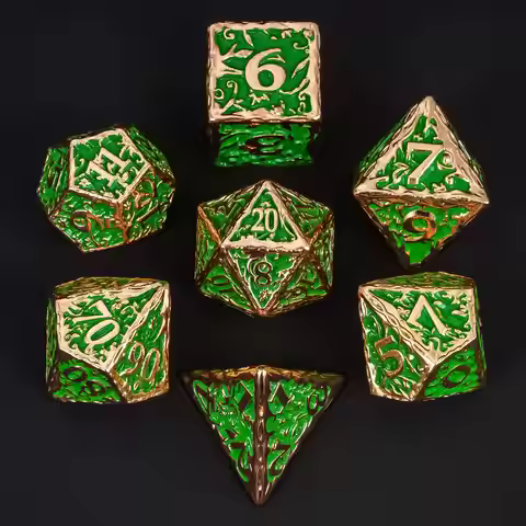 Druid Metal DND Dice Set New Design Patterned D4-D20 Polyhedral Dices for D&D Tabletop Role Playing 