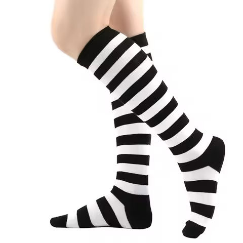 Fashion Accessory 9 Colors Striped Sock Knee High Black White Pink Mid-Tube Sock Warm Calf Sock Cosp