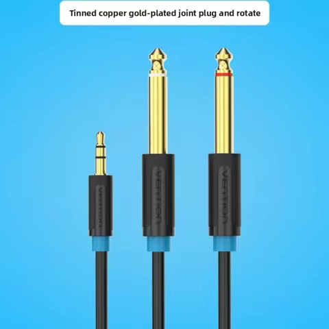 Y Splitte 3.5mm To Dual 6.5mm Audio Cable 2 in 1 Converter 3.5mm To 6.5mm Audio Splitter Cable Stere