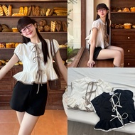 VARIETY TOP - DEROSE Blouse Women's Round Collar Shirt with Cute Embedded Ruffles
